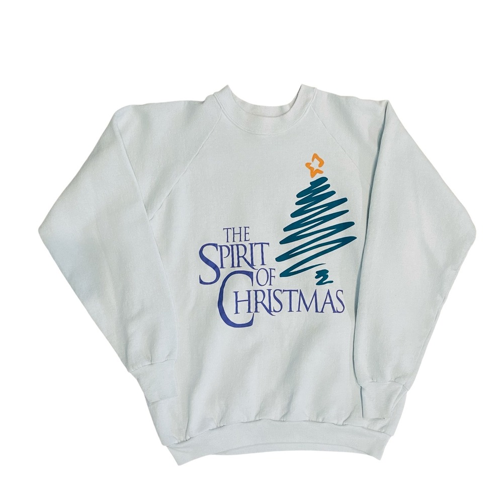 VTG Fruit of the Loom Spirit Christmas Sweatshirt Holiday Graphic Women XL 90s‎